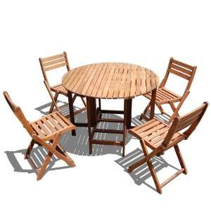   Outdoor Round Table and Folding Chair Dining Set: Patio, Lawn & Garden