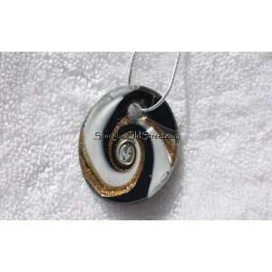  Murano Black Ivory and Gold Venetian Glass Necklace with 