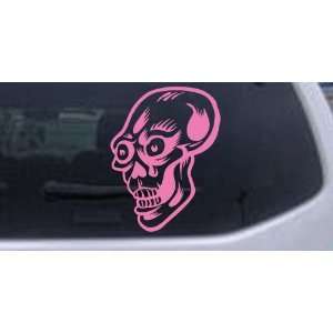 Big Eyed Skull Car Window Wall Laptop Decal Sticker    Pink 30in X 23 