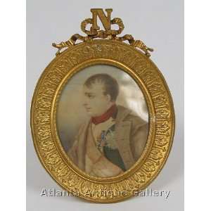   Signed Napoleon Miniature in Ivory in Gold Gilt Frame