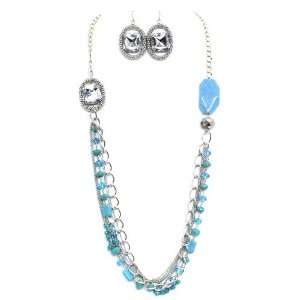   Blue And Turquoise Genuine Stones; Clear Gemstones; Lobster Clasp