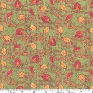  45 Wide Apple Harvest Fall Leaves Green Fabric By The 