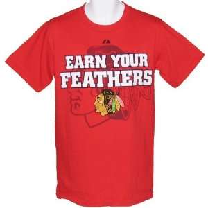   Chicago Blackhawks Red Earn Your Feathers Tshirt