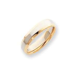  14k Two Tone 5mm Domed Size 7 Wedding Band Ring 