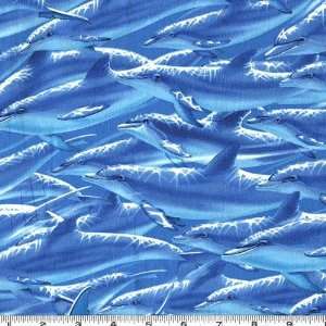  45 Wide Dolphins Ocean Fabric By The Yard Arts, Crafts 
