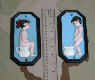   Iron Mens and Ladies Bathroom Signs Humerious Universal Characters