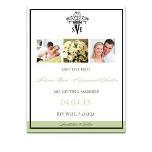 275 Save the Date Cards   Monogram Mint Olive Crown 
