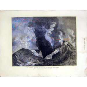   Mount Vesuvius Crater Volcano Eruption Old Print 1872