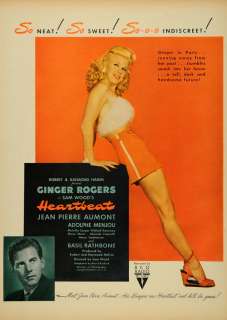 1946 Ad Heartbeat Robert Raymound Hakim Ginger Rogers   ORIGINAL 
