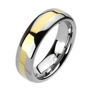  Size 10 Spikes Tungsten Carbide Gold IP Stripe Band Ring 