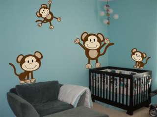 Cute Monkeys Wall Decals Sticker Nursery Decor Mural  