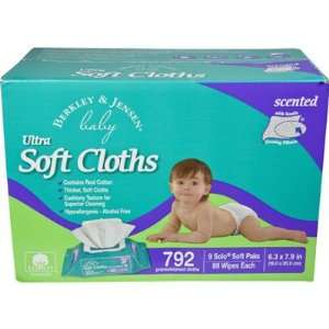 Berkley & Jensen Baby Scented Ultra Soft Cloths,9 Solo Soft Packs with 