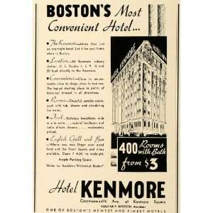  1934 Ad Hotel Kenmore Boston Dining Rates Rooms Suites 