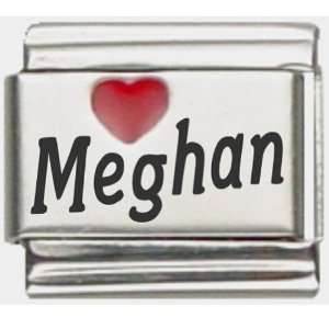  Meghan Red Heart Laser Name Italian Charm Link Jewelry