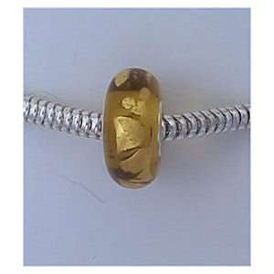   Green Gold Foil Sterling Silver Charm Bead for Troll Biagi Pandora