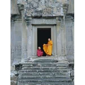  Buddhist Monks at Angkor Wat, Angkor, Unesco World 