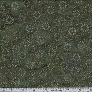 44 Wide Hand dyed Tonga Batik Daisy Heads Jungle Green Fabric By The 