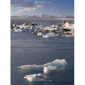 Icebergs Floating in the Lagoon Beneath Breidamerkurjokull Glacier 