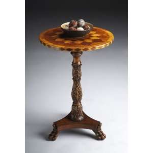    Butler Accent Table with Sunburst Inlay Top: Furniture & Decor
