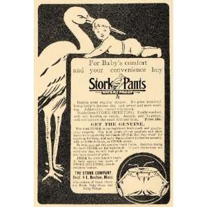   Ad Stork Pants waterproof Baby Diaper Products   Original Print Ad
