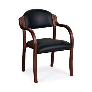   Wood Frame Arm Chair Charcoal Fabric/Mahogany Frame