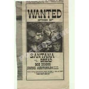  Santana Boz Scaggs San Bernadino 1970 Concert Ad