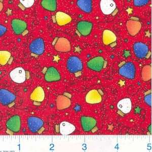  45 Wide Merry & Bright Christmas Lights Red Fabric By 