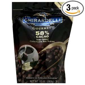 Ghirardelli 58 Percent Semisweet Baking, 10 Ounce (Pack of 3)  