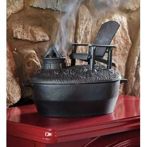 Cast Iron Adirondack Chair And Fire Pit Wood Stove Steamer, in Black 