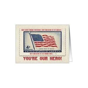  Support Our Troops American Hero USA Flag Stamp Card 