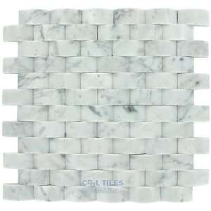  1 x 2 pillowed tile in white carrera polished 12 x 12 
