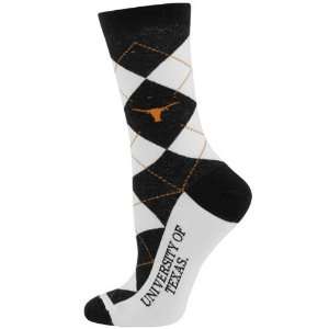  NCAA Texas Longhorns Ladies White Black Argyle Socks 