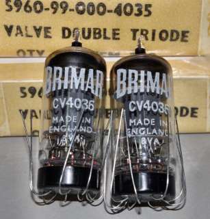 perfect pair BRIMAR CV4035 ~ 12AX7WA tubes mint NOS NIB own boxes 