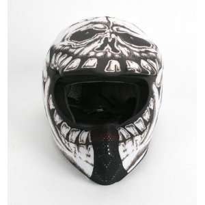 Moto Vation Racing Helmet Skinz , Color White, Style Skull Face 001