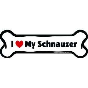   Bone Car Magnet, I Love My Schnauzer , 2 Inch by 7 Inch