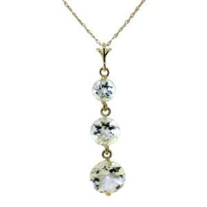   14k Gold Pendant Drop Necklace with Genuine Round Aquamarines Jewelry