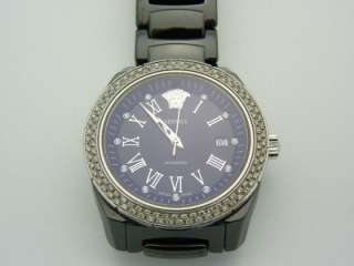 Versace Black Ceramic Braclet Diamond Watch  