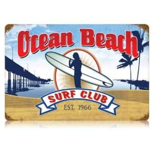 Ocean Beach Surf Club Sports and Recreation Vintage Metal Sign 
