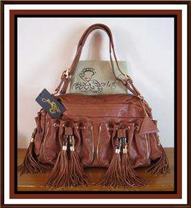 SORIAL New York Brandy Brown leather tassels pocket shoulder tote bag 