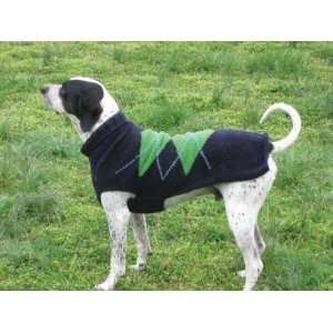  Handmade Wool Argyle Dog Sweater Navy Size XL: Kitchen 