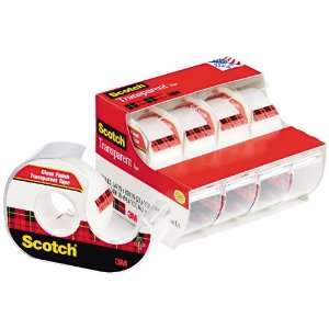  Scotch Transparent Tape, 3/4 in x 850 Inches, 4 Rolls 