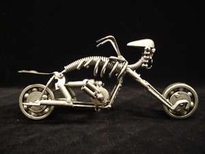 NEW Hand Crafted Metal Art Model Motorcycle SKULL Bike Chopper  