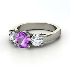  Arpeggio Ring, Round Amethyst Platinum Ring with Diamond 