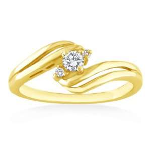 .12 Ctw Diamond Three Stone 14K Gold Promise Ring: Jewelry