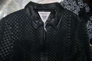 MARVIN RICHARDS 3X BLACK WOVEN LEATHER JACKET FUR REMOVABLE COLLAR 