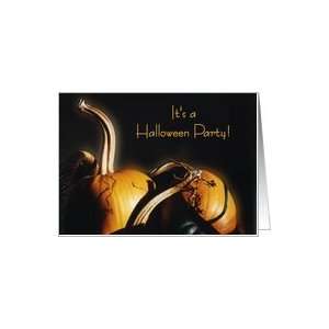 Halloween Party Invitation, Orange pumpkins with shadows and light 
