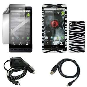  Motorola Droid X MB810 Combo Black/White Zebra Protective Case 