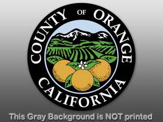Round Orange County Seal Sticker   decal California OC  