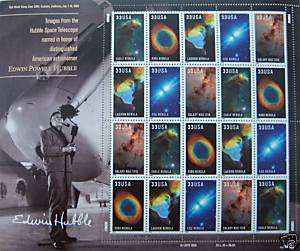 Edwin Powell Hubble space Stamps 20 x 33 cent us post  
