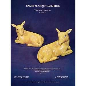   Ad Chait Chinese Yellow Spotted Deer Porcelain   Original Print Ad